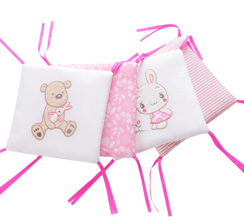 6-Pieces Cotton Baby Crib Protector with Lovely Embroidery