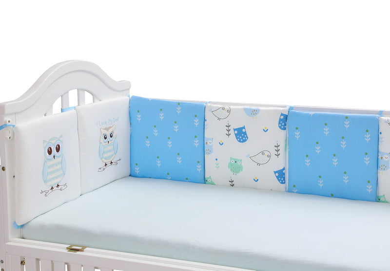 6-Pieces Cotton Baby Crib Protector with Lovely Embroidery