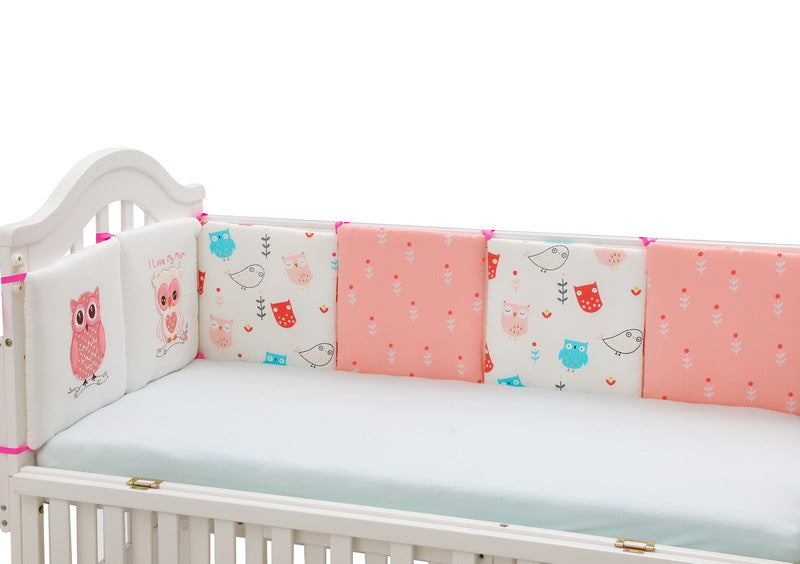 6-Pieces Cotton Baby Crib Protector with Lovely Embroidery