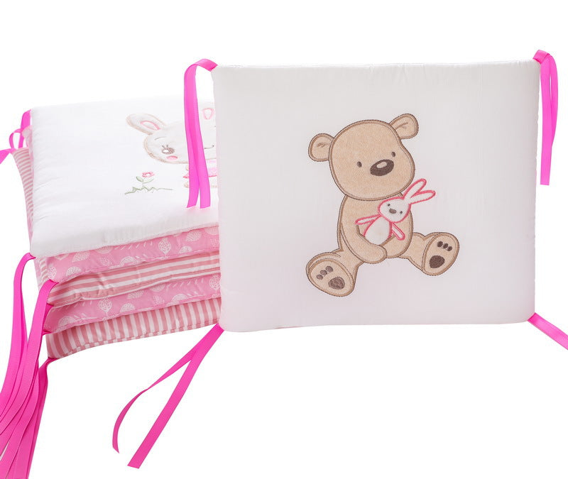 6-Pieces Cotton Baby Crib Protector with Lovely Embroidery