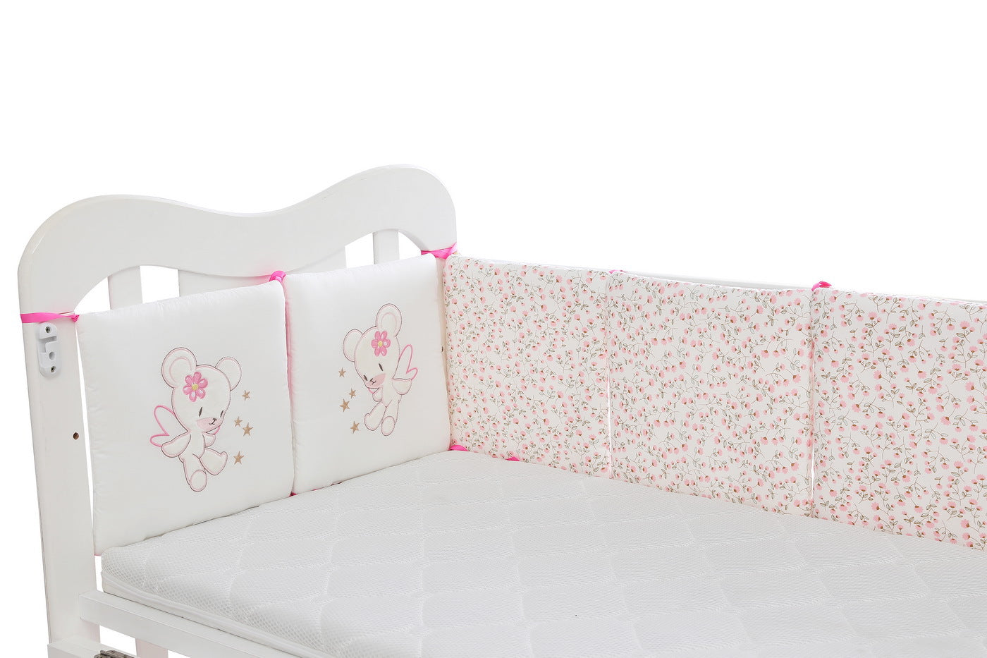 6-Pieces Cotton Baby Crib Protector with Lovely Embroidery