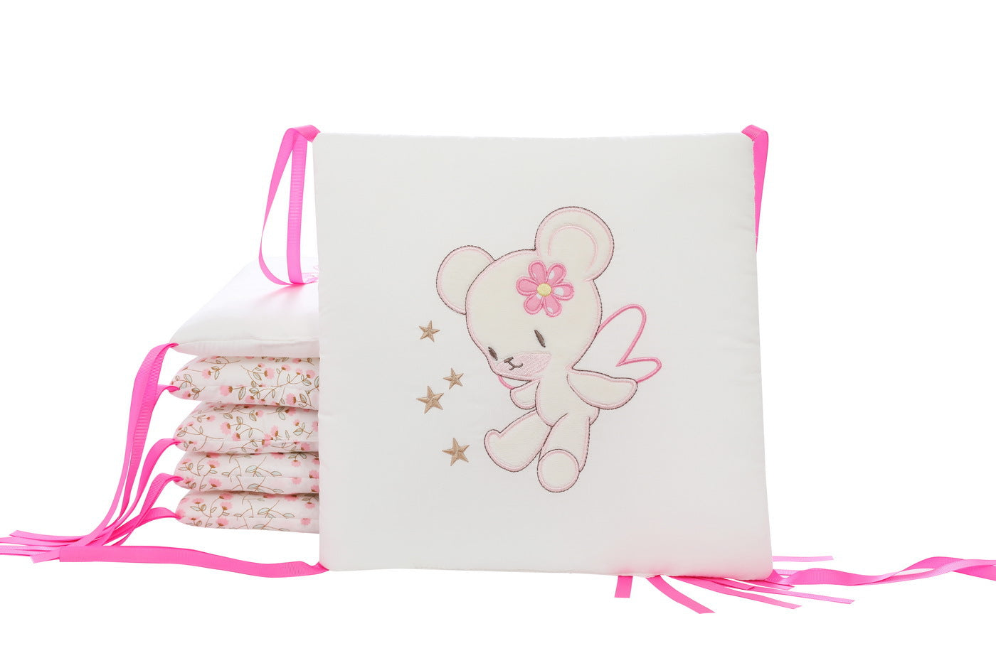 6-Pieces Cotton Baby Crib Protector with Lovely Embroidery