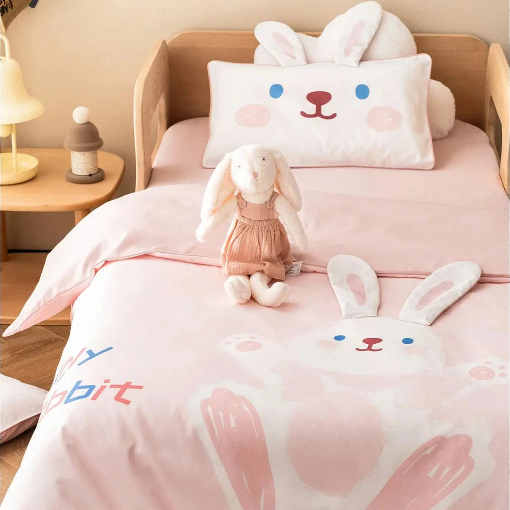 Le Caneton 3-Piece Bedding Set for Kids & Toddlers with Cute Animals Patches and Contrast Piping