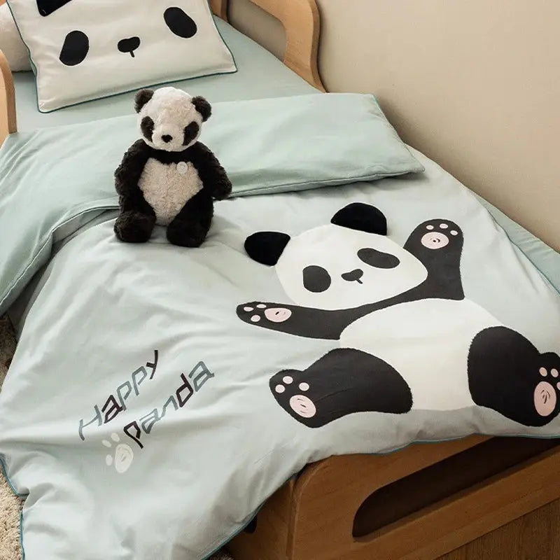 Le Caneton 3-Piece Bedding Set for Kids & Toddlers with Cute Animals Patches and Contrast Piping