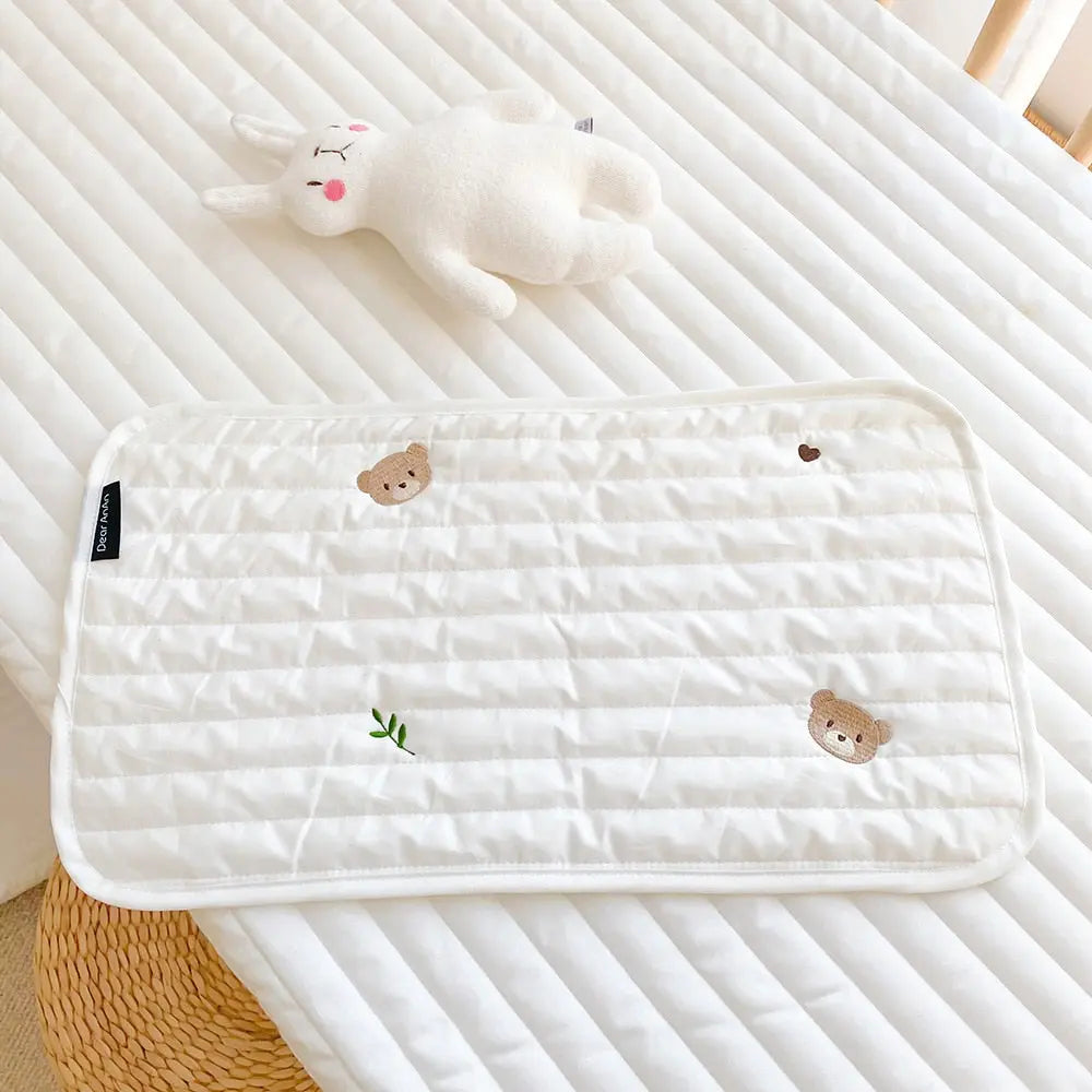Breathable and Sweat Absorbent Cotton Baby Pillow Pad with Cute Embroidery