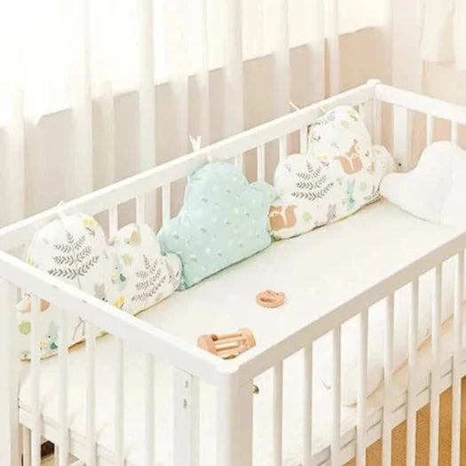 Le Caneton Cloud Shape Cotton Crib Protector with Cartoon Prints