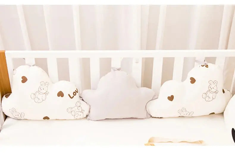 Le Caneton Cloud Shape Cotton Crib Protector with Cartoon Prints