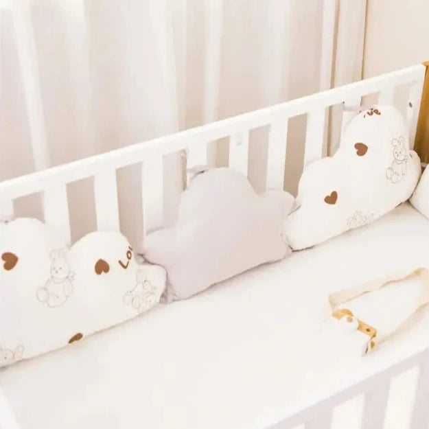 Le Caneton Cloud Shape Cotton Crib Protector with Cartoon Prints