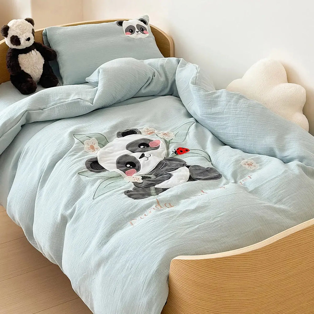 Le Caneton Double Layer Muslin Bedding Set for Kids & Toddlers with Cute Animal Patches