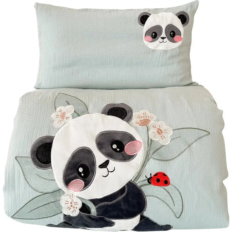 Le Caneton Double Layer Muslin Bedding Set for Kids & Toddlers with Cute Animal Patches