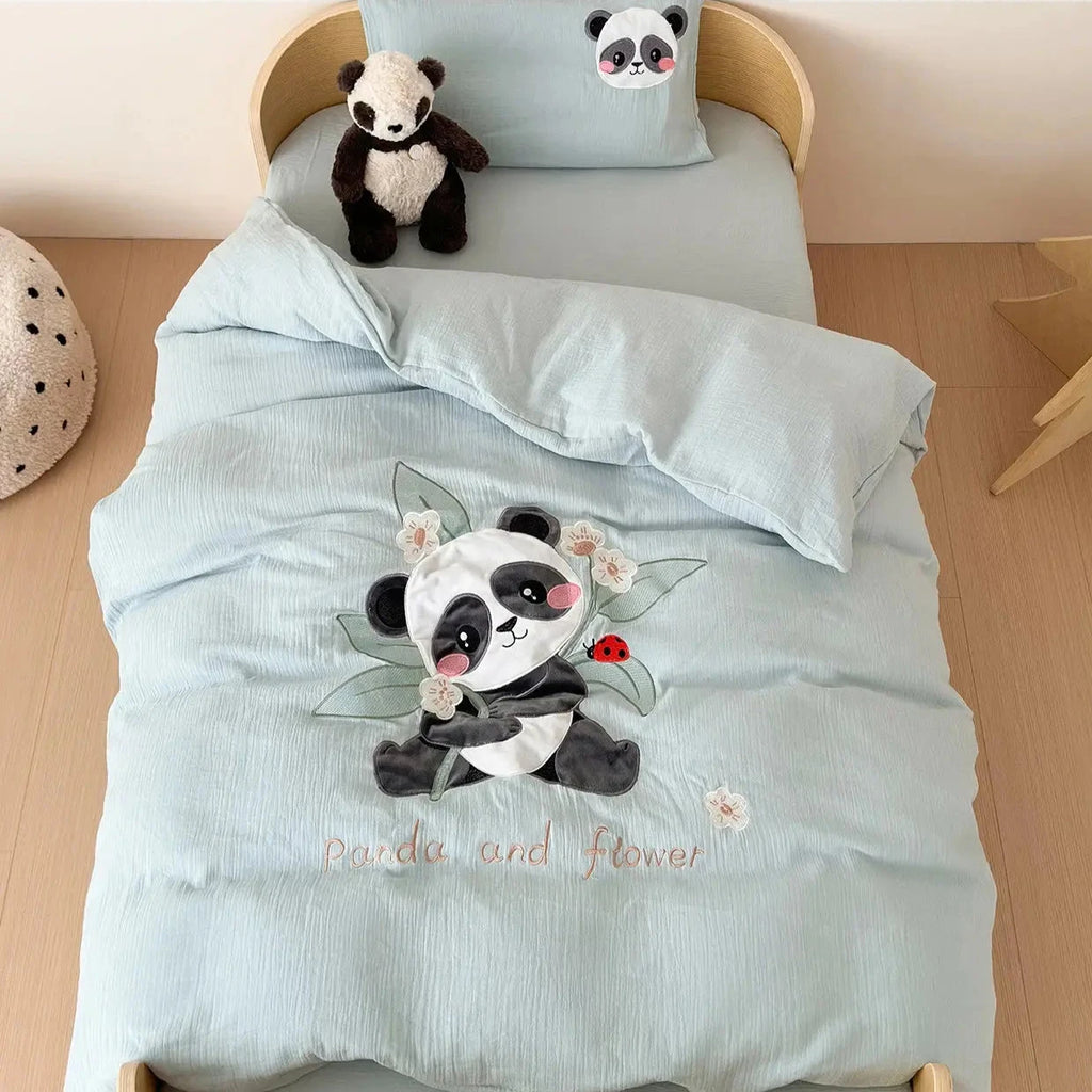 Le Caneton Double Layer Muslin Bedding Set for Kids & Toddlers with Cute Animal Patches