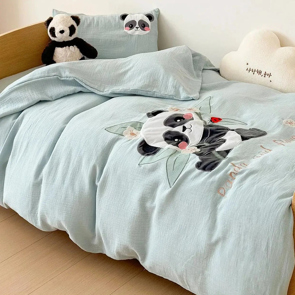 Le Caneton Double Layer Muslin Bedding Set for Kids & Toddlers with Cute Animal Patches