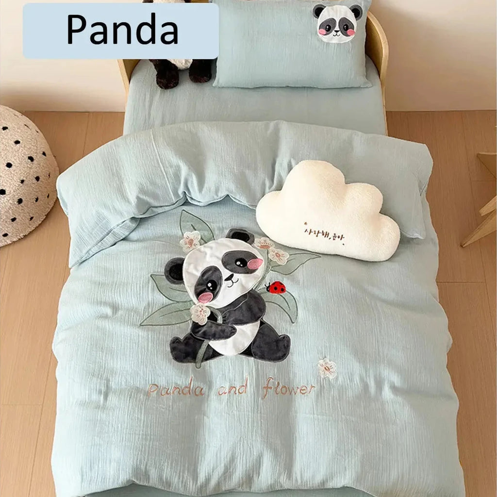 Le Caneton Double Layer Muslin Bedding Set for Kids & Toddlers with Cute Animal Patches