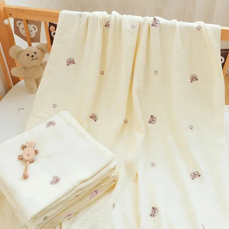 Le Caneton Double Layer Muslin Duvet & Pillow Cover Set for Toddlers with Lovely Embroidery