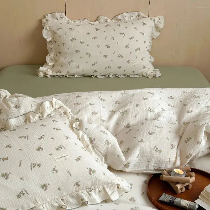 Le Caneton Extra Soft Vintage Style Kids Bedding Set, Made of Double Layer Muslin