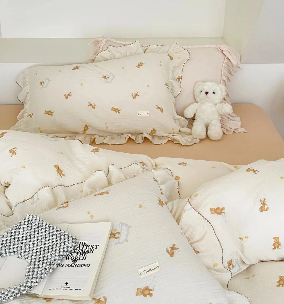 Le Caneton Extra Soft Vintage Style Kids Bedding Set, Made of Double Layer Muslin