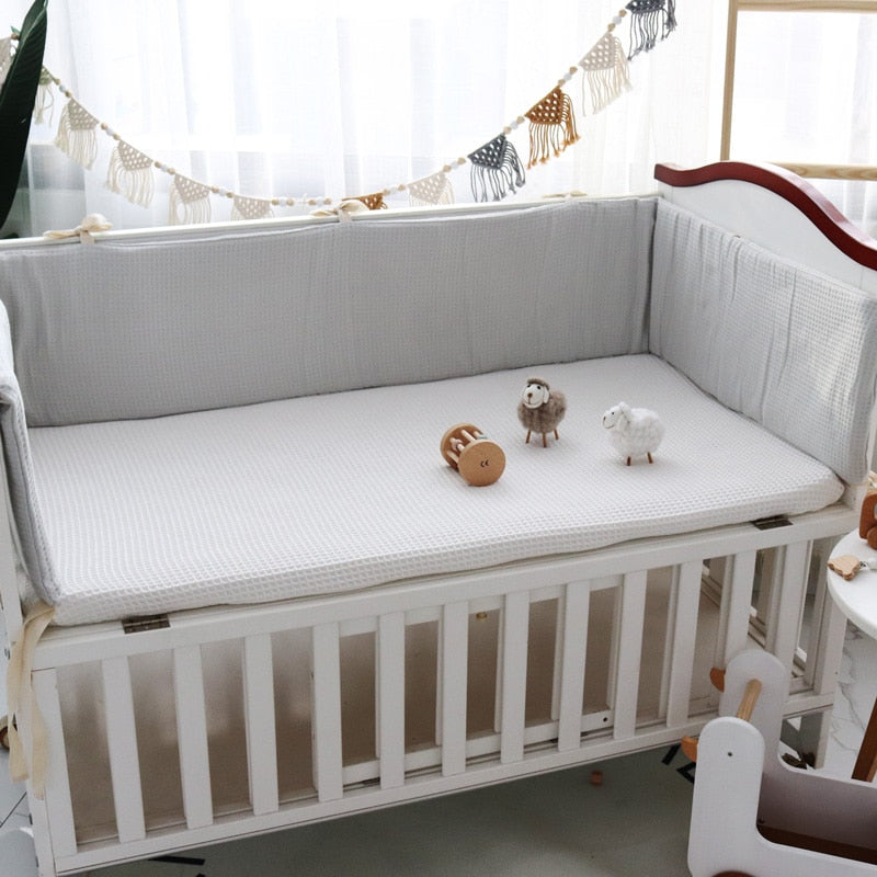 Le Caneton Soft Waffle Cotton One-Piece Baby Crib Protector