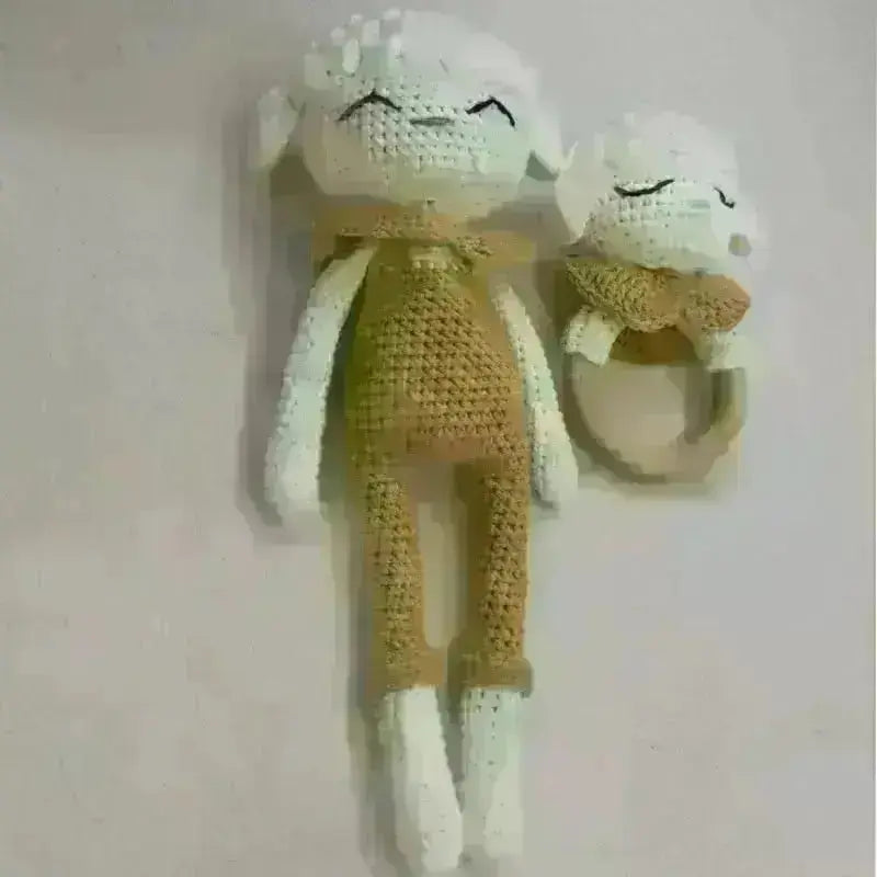 Le Caneton Handmade Cotton Crochet Knit Sleeping Lamb Doll