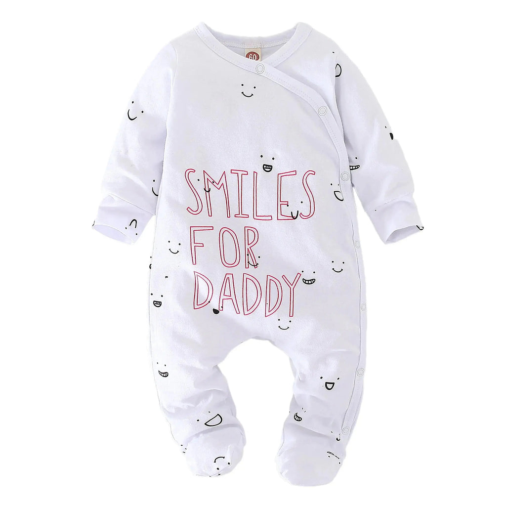 Le Caneton Long Sleeve Cotton Baby Romper with Lovely Print