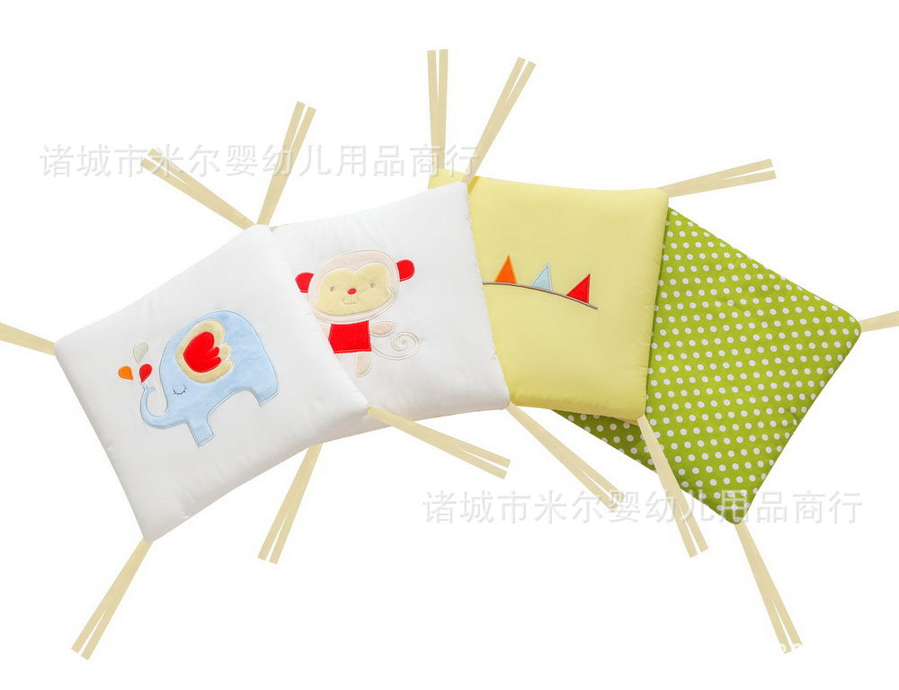 Crib Protector Set of 6 Cotton Cushions with Animal Embroidery