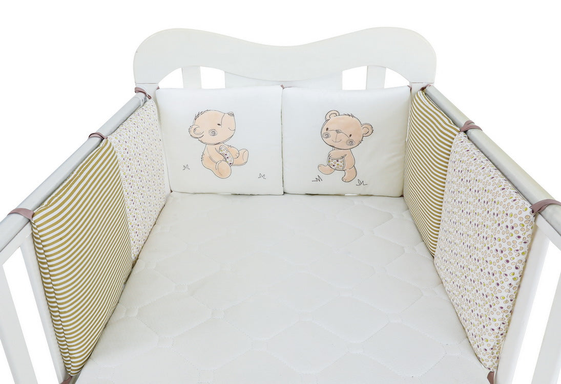 6-Pieces Cotton Baby Crib Protector with Lovely Embroidery