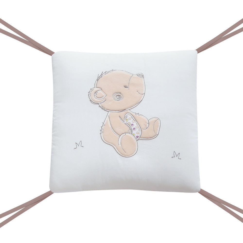 Crib Protector Set of 6 Cotton Cushions with Animal Embroidery