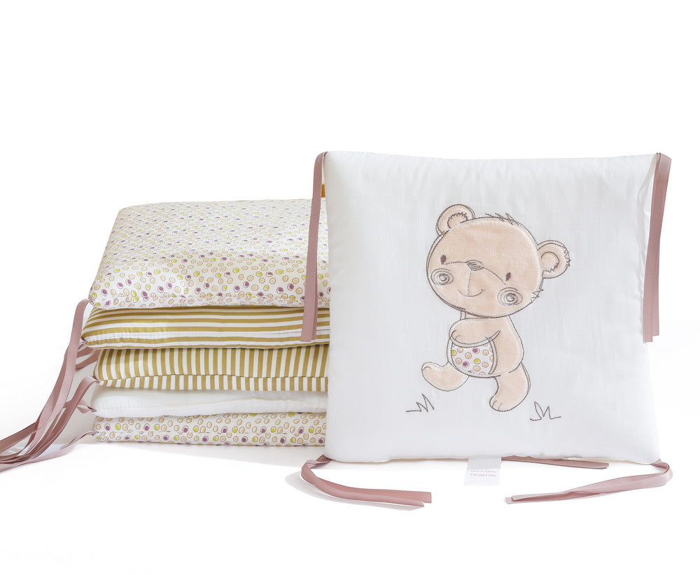 Crib Protector Set of 6 Cotton Cushions with Animal Embroidery