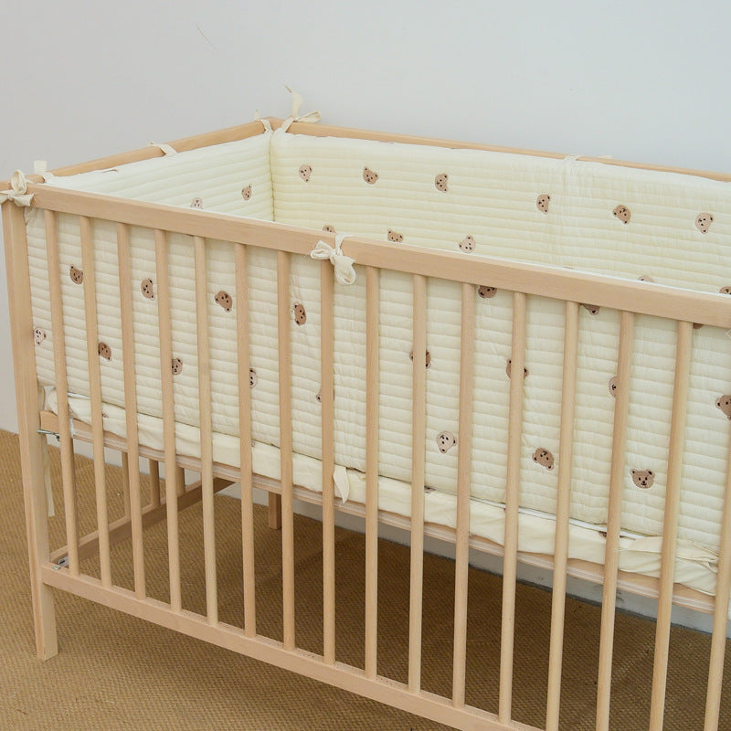 One-Piece Soft Cotton Quilted & Embroidered Baby Crib Bumper