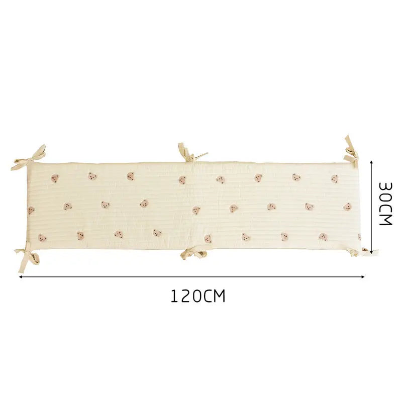 One-Piece Soft Cotton Quilted & Embroidered Baby Crib Bumper