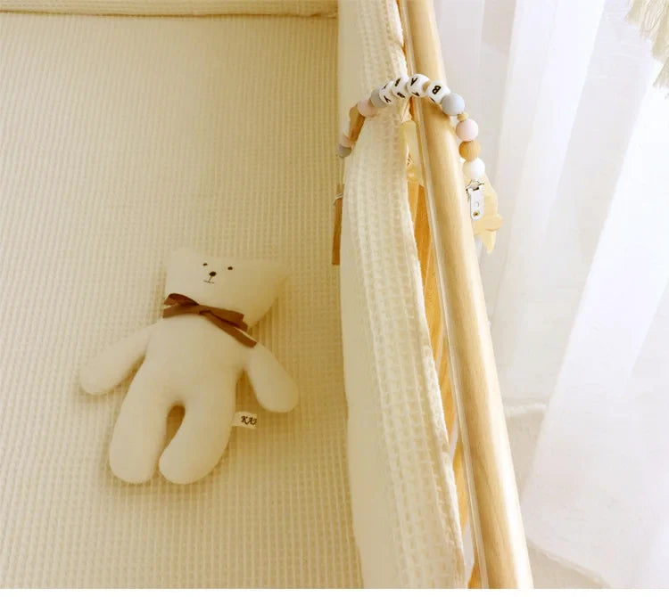 Soft Waffle Cotton One-Piece Baby Crib Protector