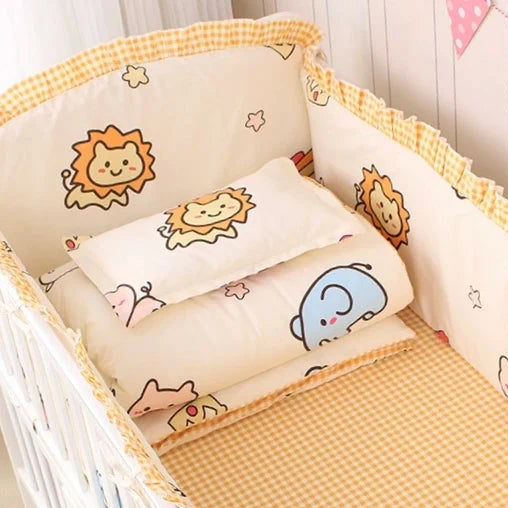 Le Caneton 5-Pieces Cotton Bedding Set for Baby Crib (4 Protectors + Sheet)