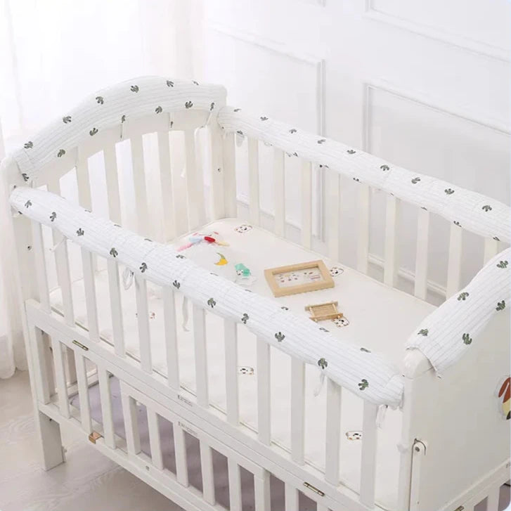 Quilted Cotton Crib Railguard Covers with Lovely Embroidery