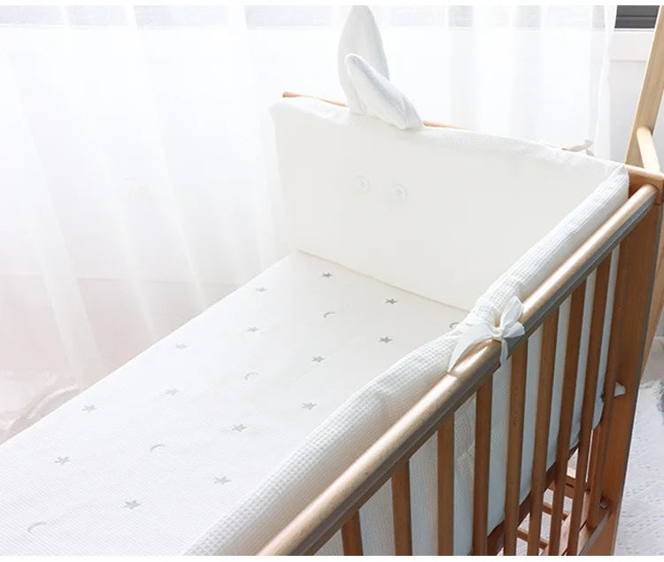 Le Caneton Waffle Cotton Crib Protector with Cute Bunny Ears