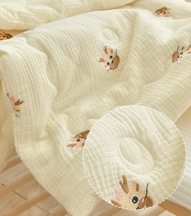 Le Caneton Soft Muslin Blanket for Toddlers with Lovely Embroidery