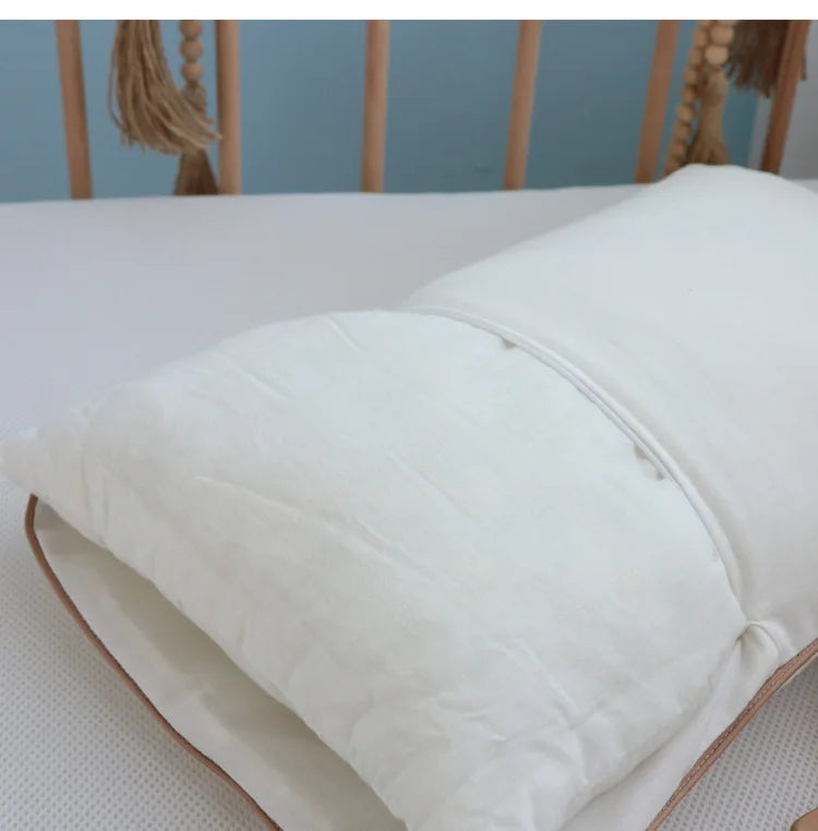 Le Caneton Quilted Cotton Pillow with Embroidery and Contrast Piping