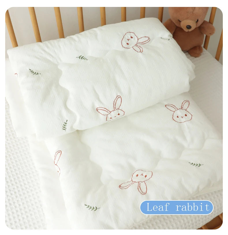 Le Caneton Warm Waffle Cotton Toddler Blanket with Beautiful Embroidery