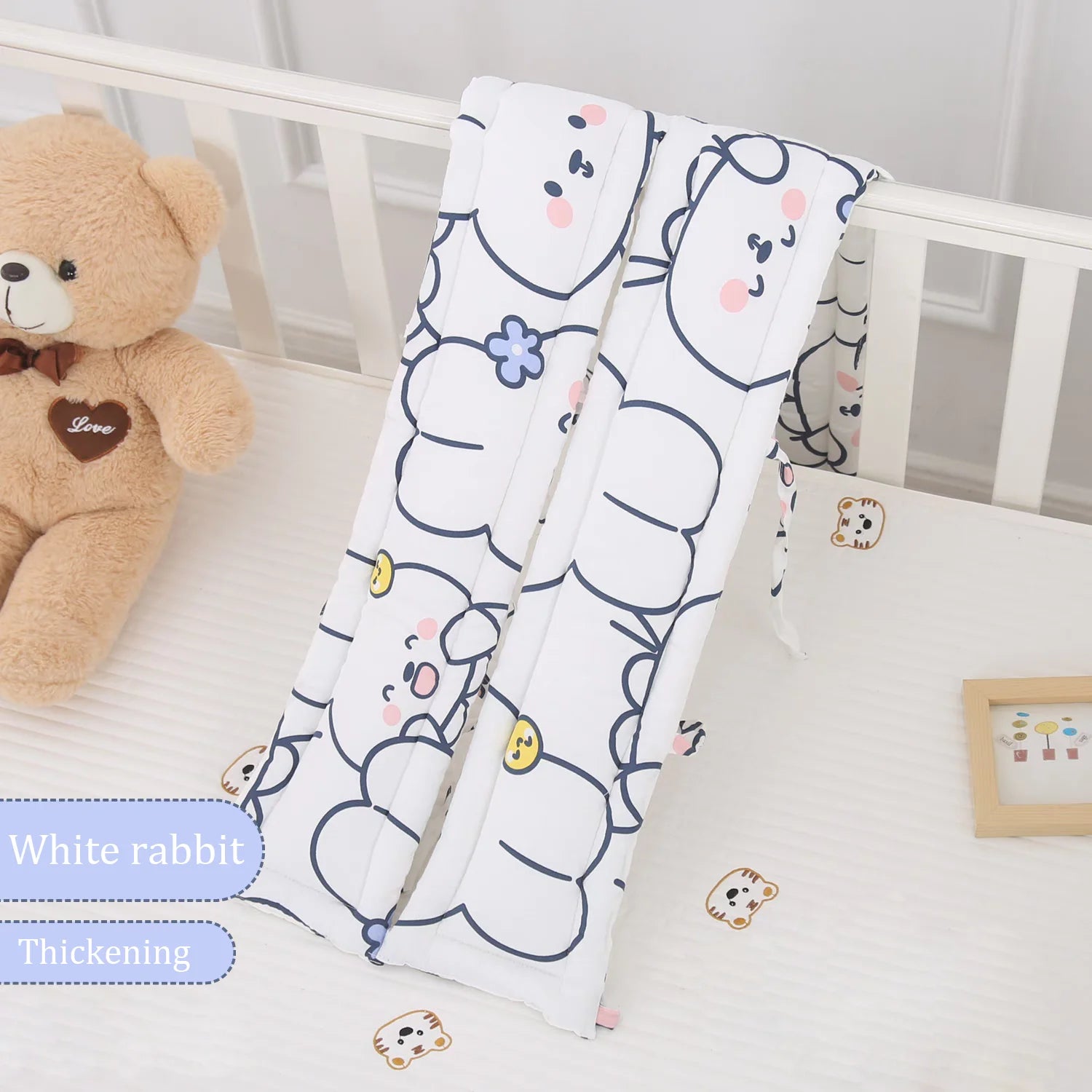 Quilted Cotton Crib Railguard Covers with Lovely Embroidery