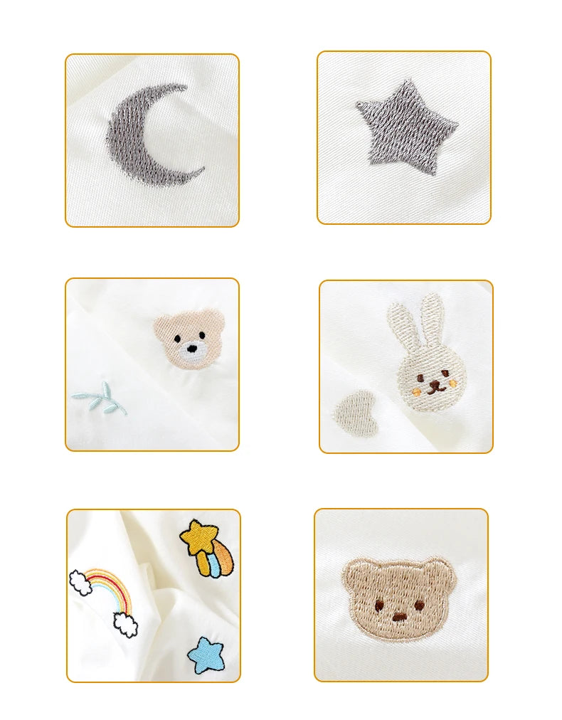 Le Caneton One-Piece Cotton Crib Protectors with Animal-Themed Embroidery