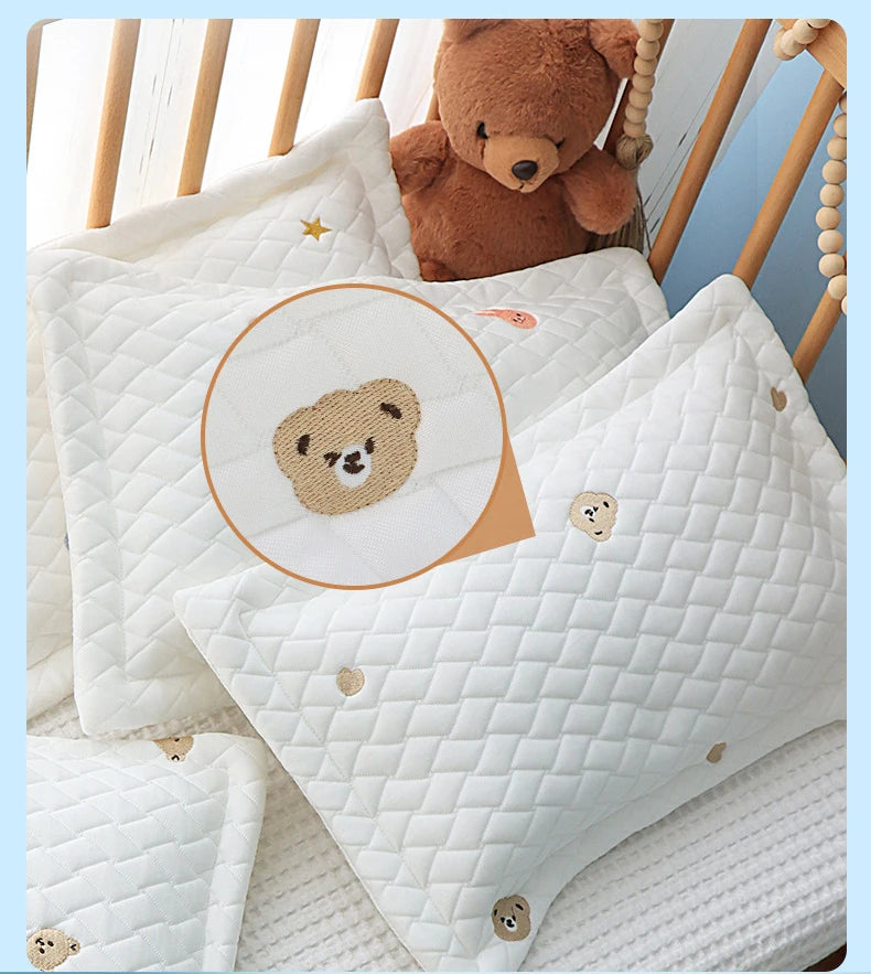 Le Caneton High Quality Quilted Cotton Pillow for Toddlers with Embroidery