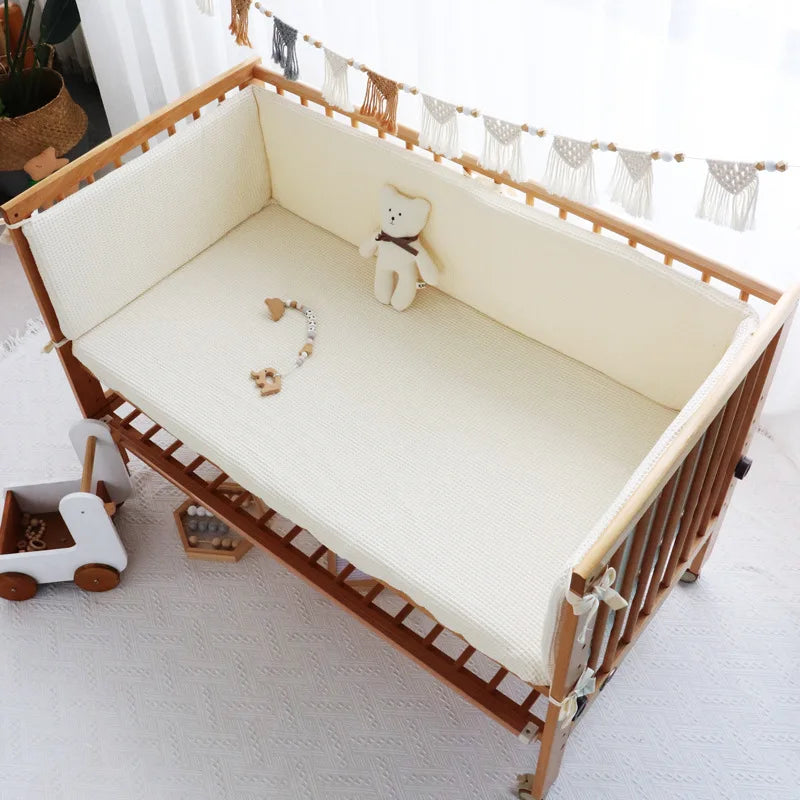 Le Caneton Soft Waffle Cotton One-Piece Baby Crib Protector