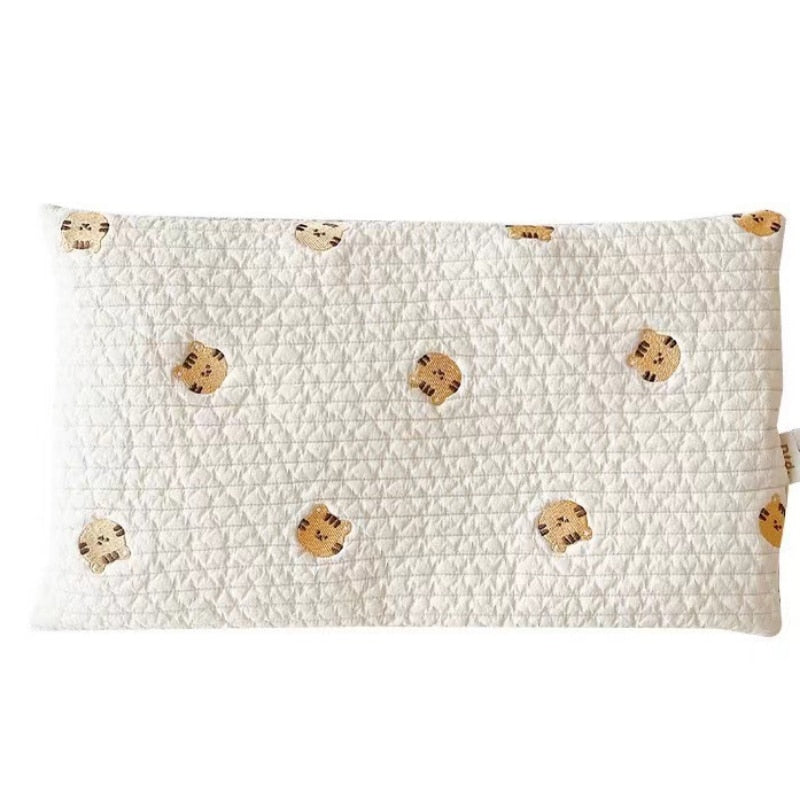 Soft & Breathable Anti-Mite Cotton Baby Pillow with Lovely Embroidery