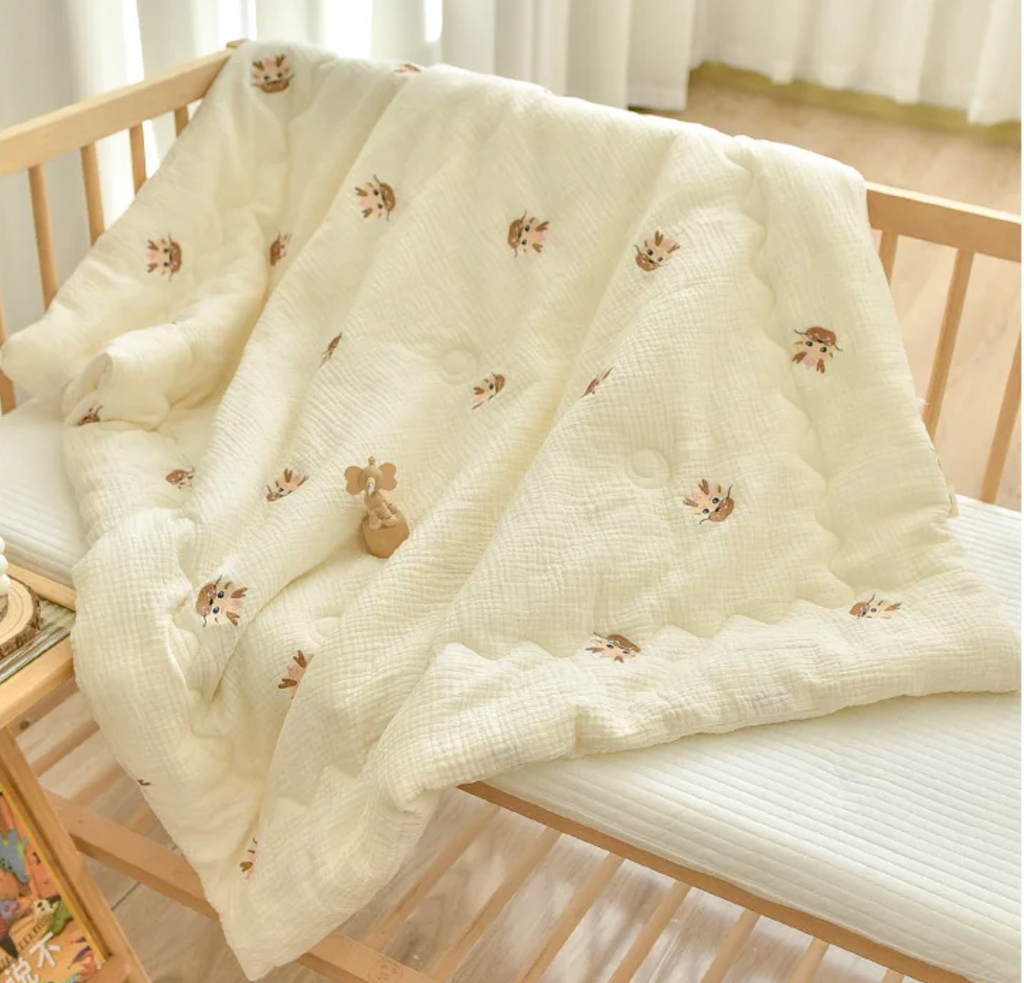 Le Caneton Soft Muslin Blanket for Toddlers with Lovely Embroidery