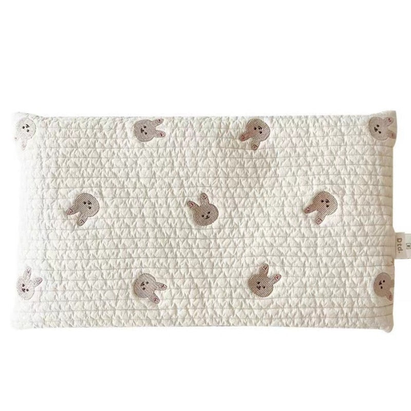 Soft & Breathable Anti-Mite Cotton Baby Pillow with Lovely Embroidery