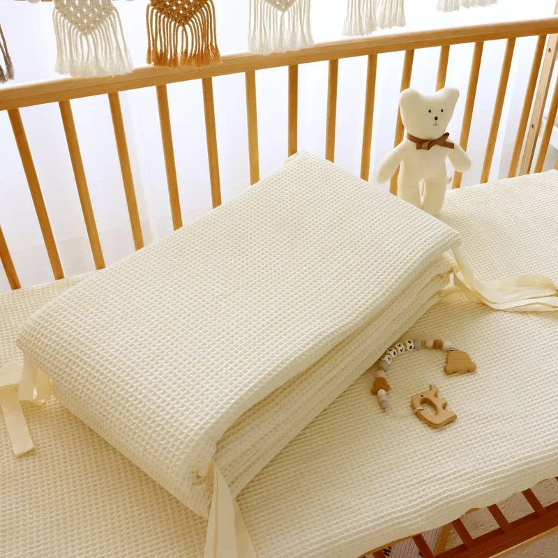 Soft Waffle Cotton One-Piece Baby Crib Protector