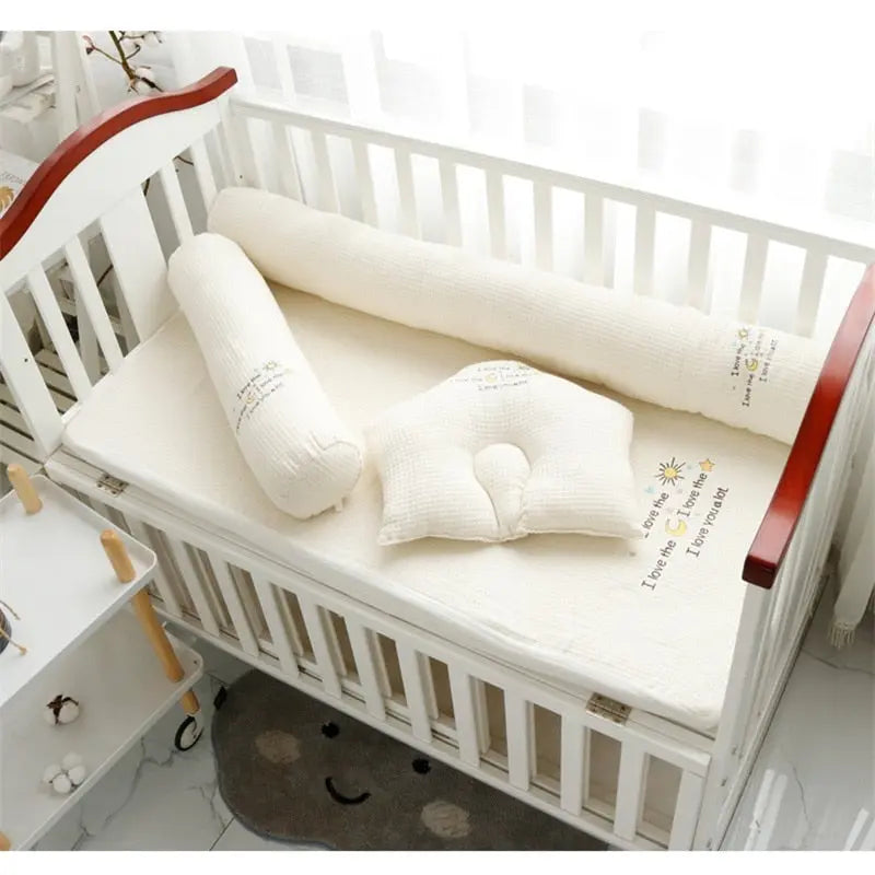 Waffle Cotton Baby Crib Cushion & Bedding Set