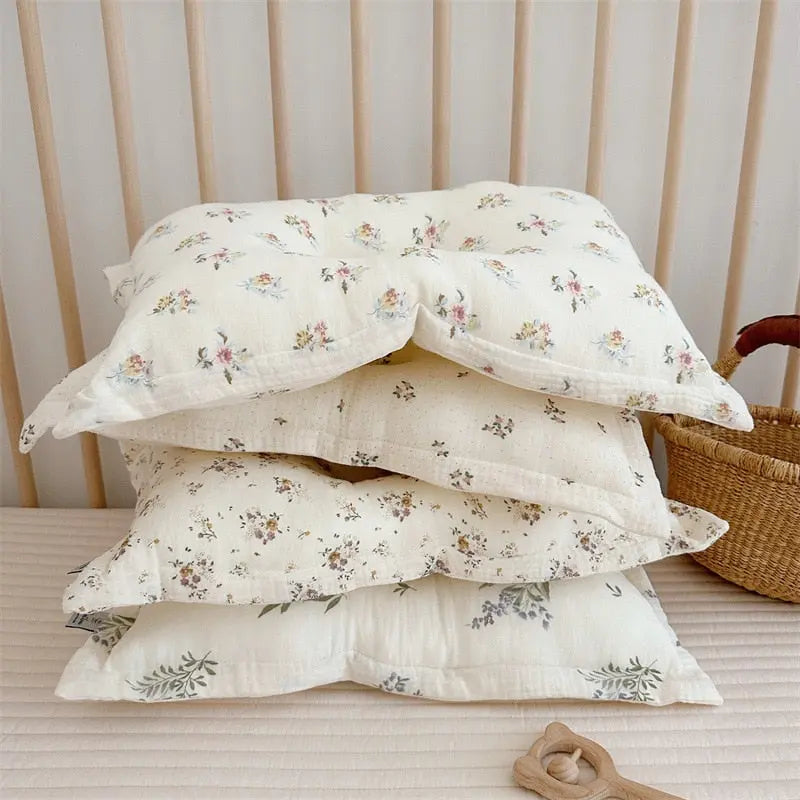 Vintage Style Extra Soft Muslin Pillow & Duvet with Floral Pattern for Toddlers