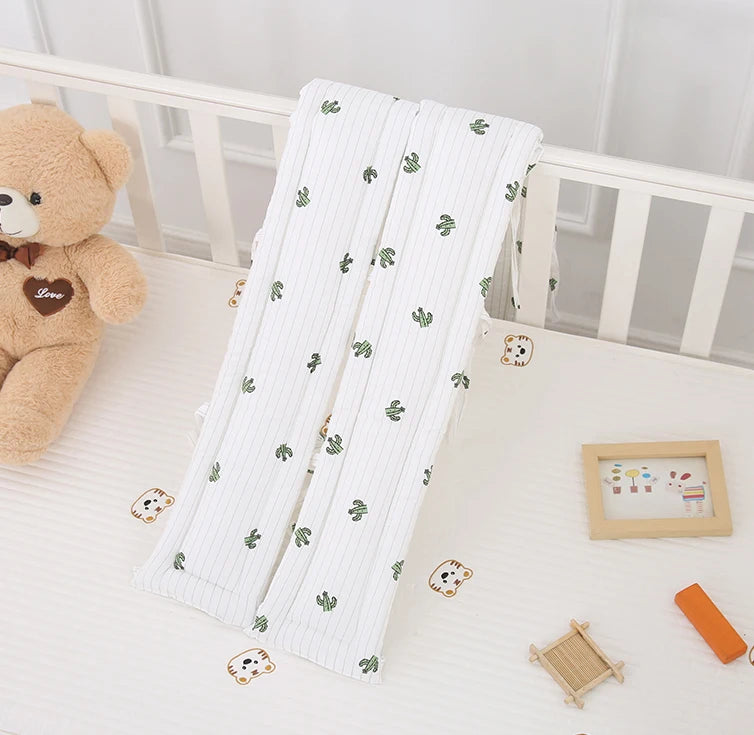 Quilted Cotton Crib Railguard Covers with Lovely Embroidery