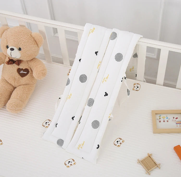 Quilted Cotton Crib Railguard Covers with Lovely Embroidery