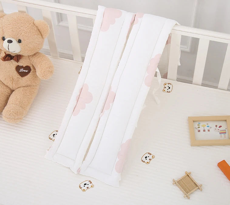 Quilted Cotton Crib Railguard Covers with Lovely Embroidery