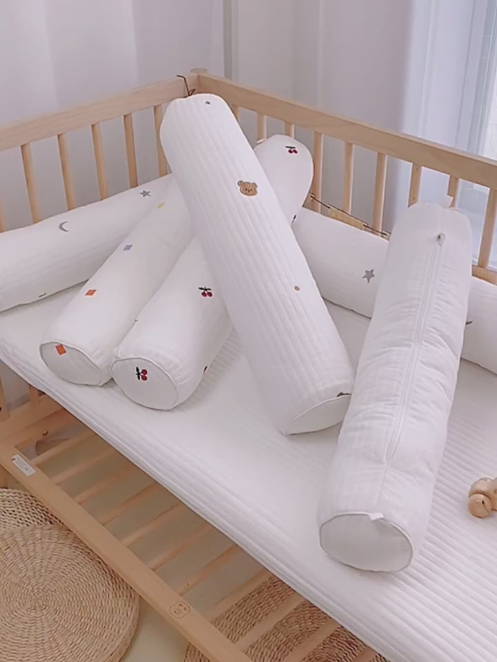 Quilted Cotton Cylinder Baby Pillow and Crib Protector